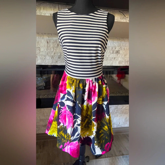 Just Taylor A-Line floral striped party dresss size 6 - Picture 1 of 9